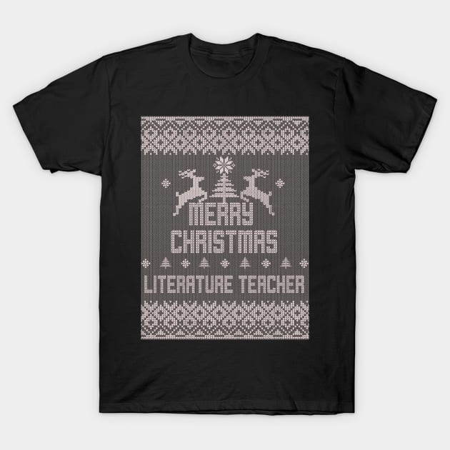 Merry Christmas LITERATURE TEACHER T-Shirt by ramiroxavier